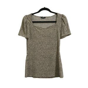 EXPRESS Tan/Black Polka Dot Blouse (M)